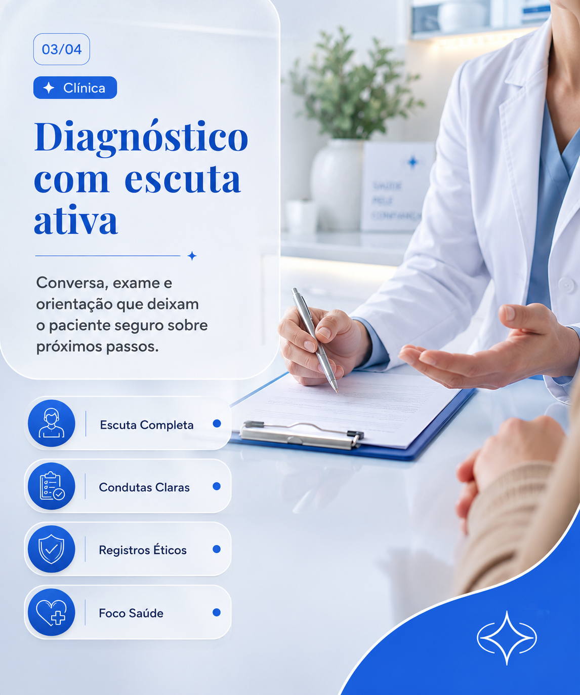 Arte editorial sobre diagnostico com escuta ativa